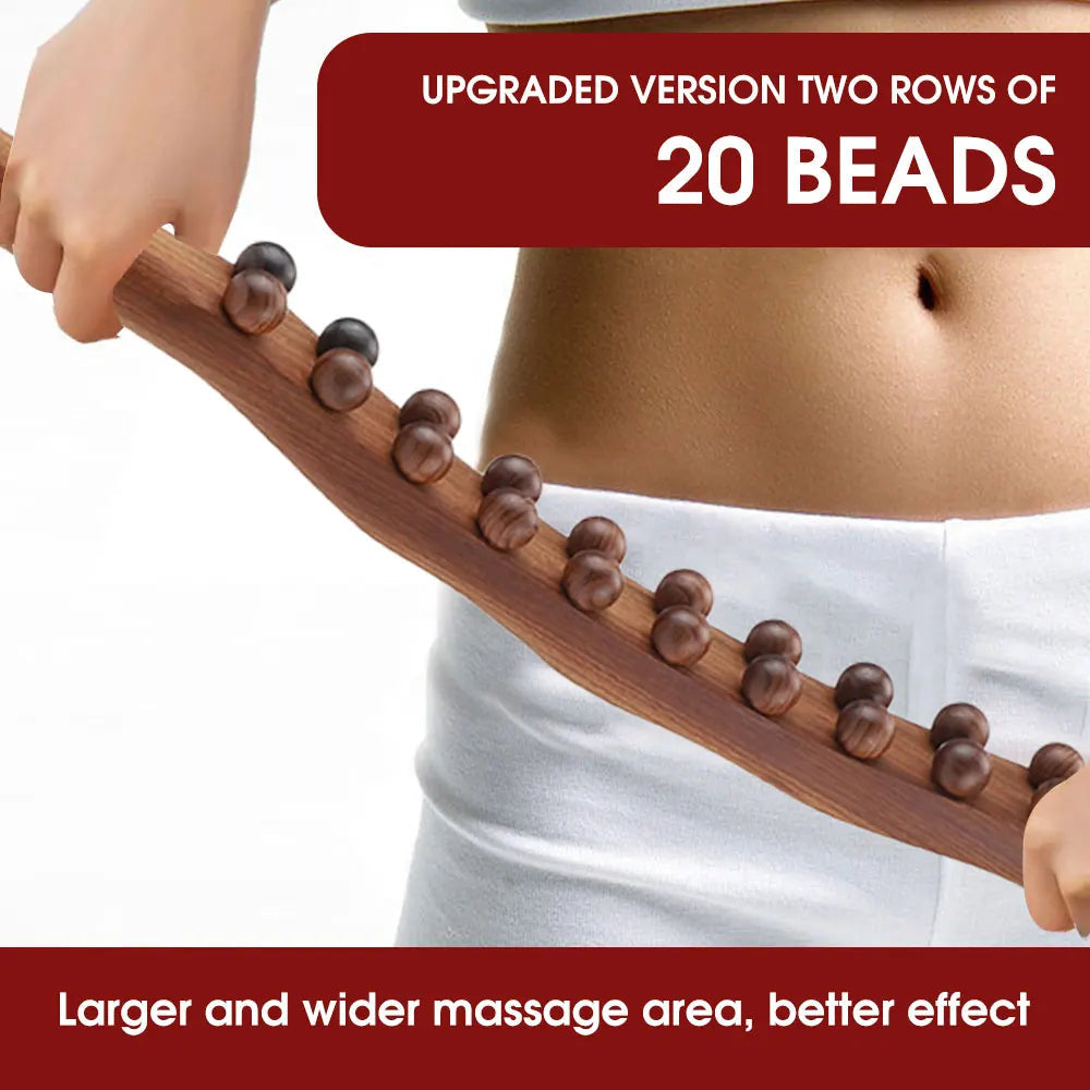 Natural Beechwood 21-Bead Back Massager