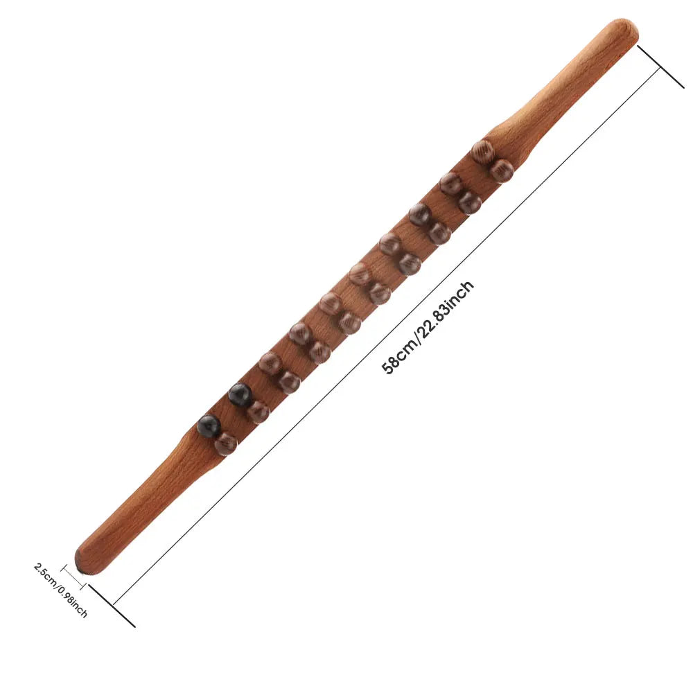 Natural Beechwood 21-Bead Back Massager