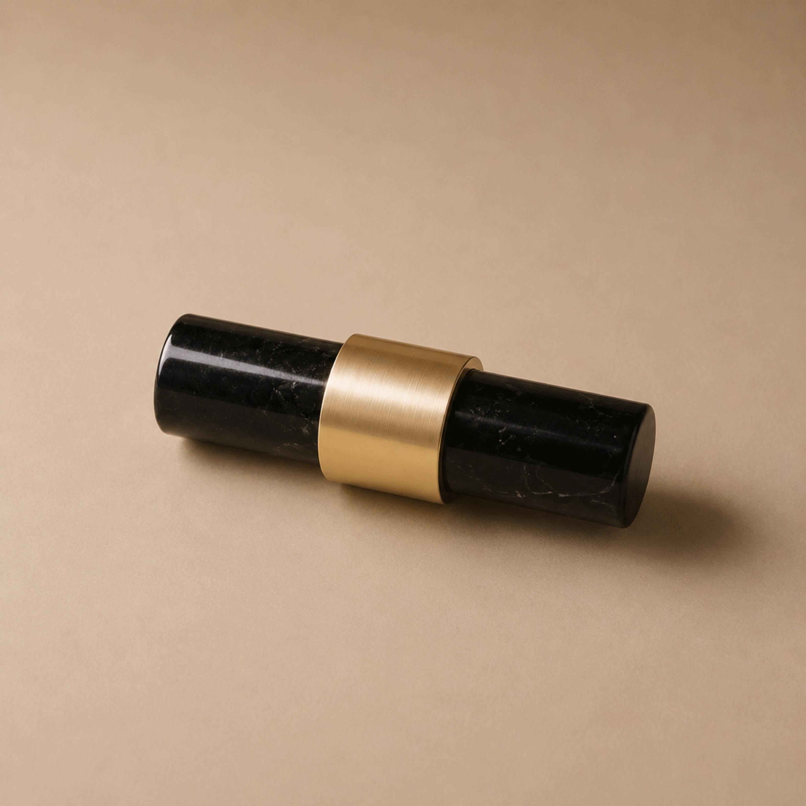Natural Marble & Brass Cabinet Knob & Pull Set