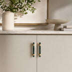 Natural Marble & Brass Cabinet Knob & Pull Set