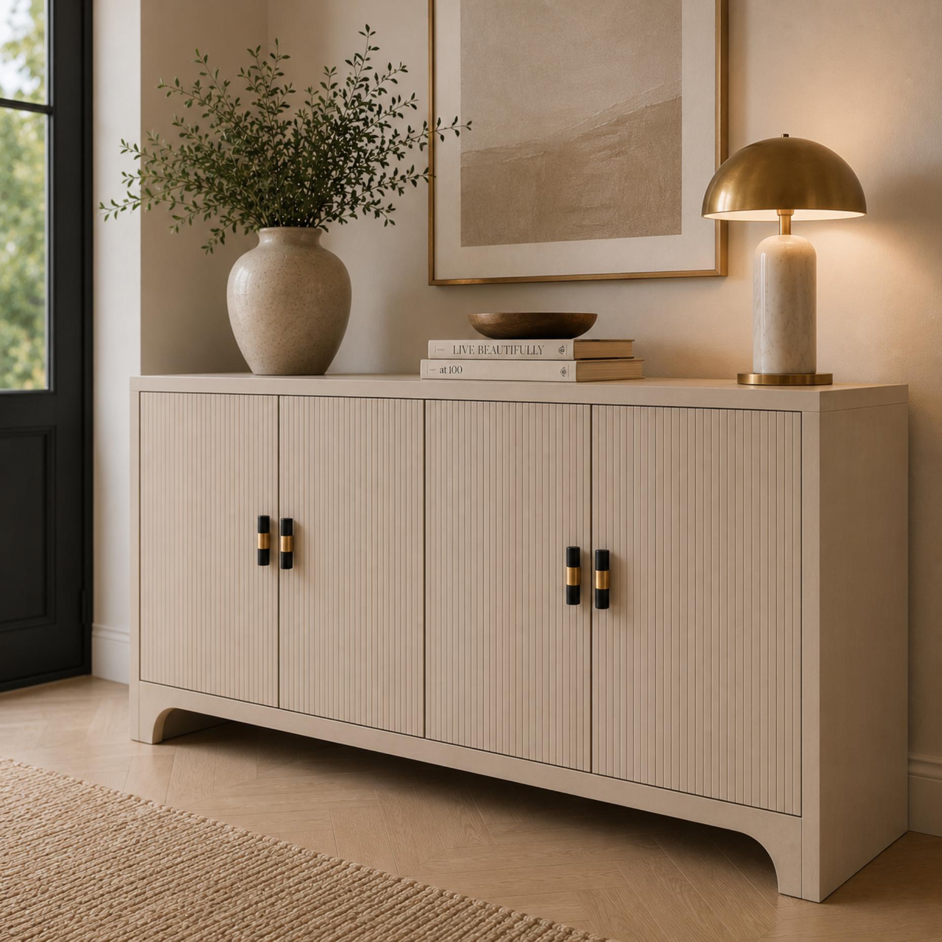 Natural Marble & Brass Cabinet Knob & Pull Set