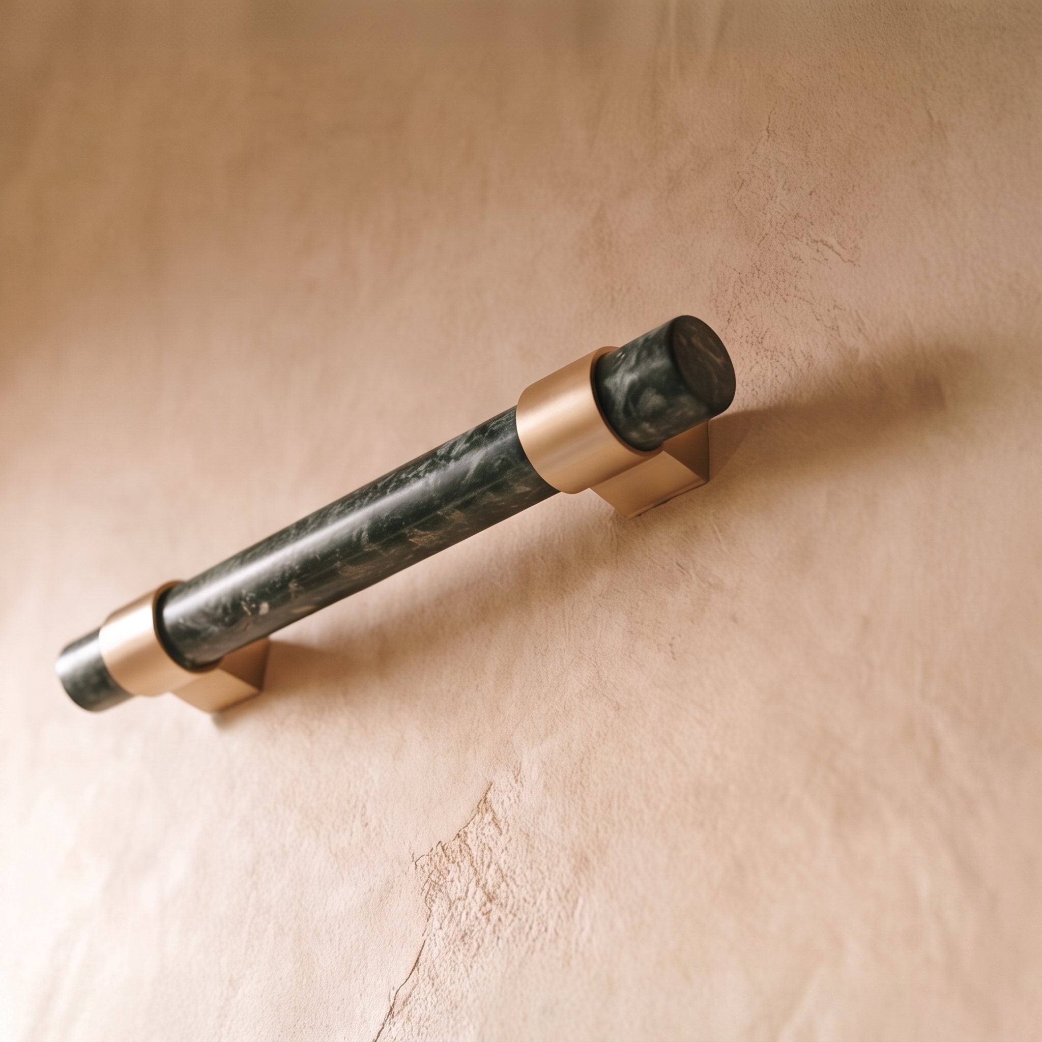 Natural Marble & Brass Cabinet Knob & Pull Set