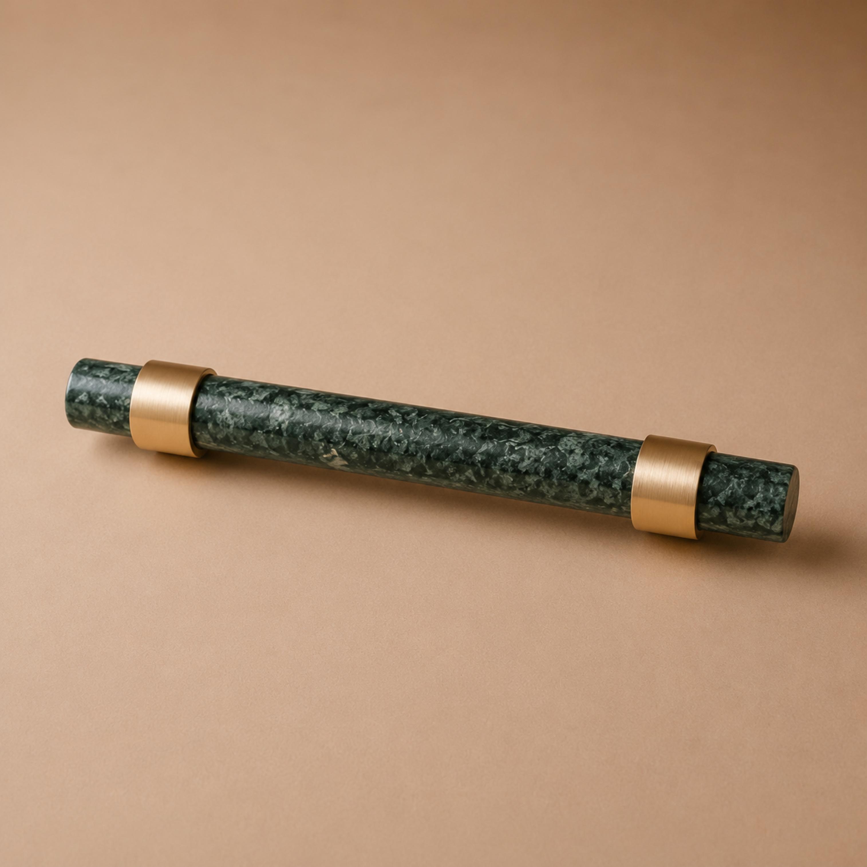 Natural Marble & Brass Cabinet Knob & Pull Set