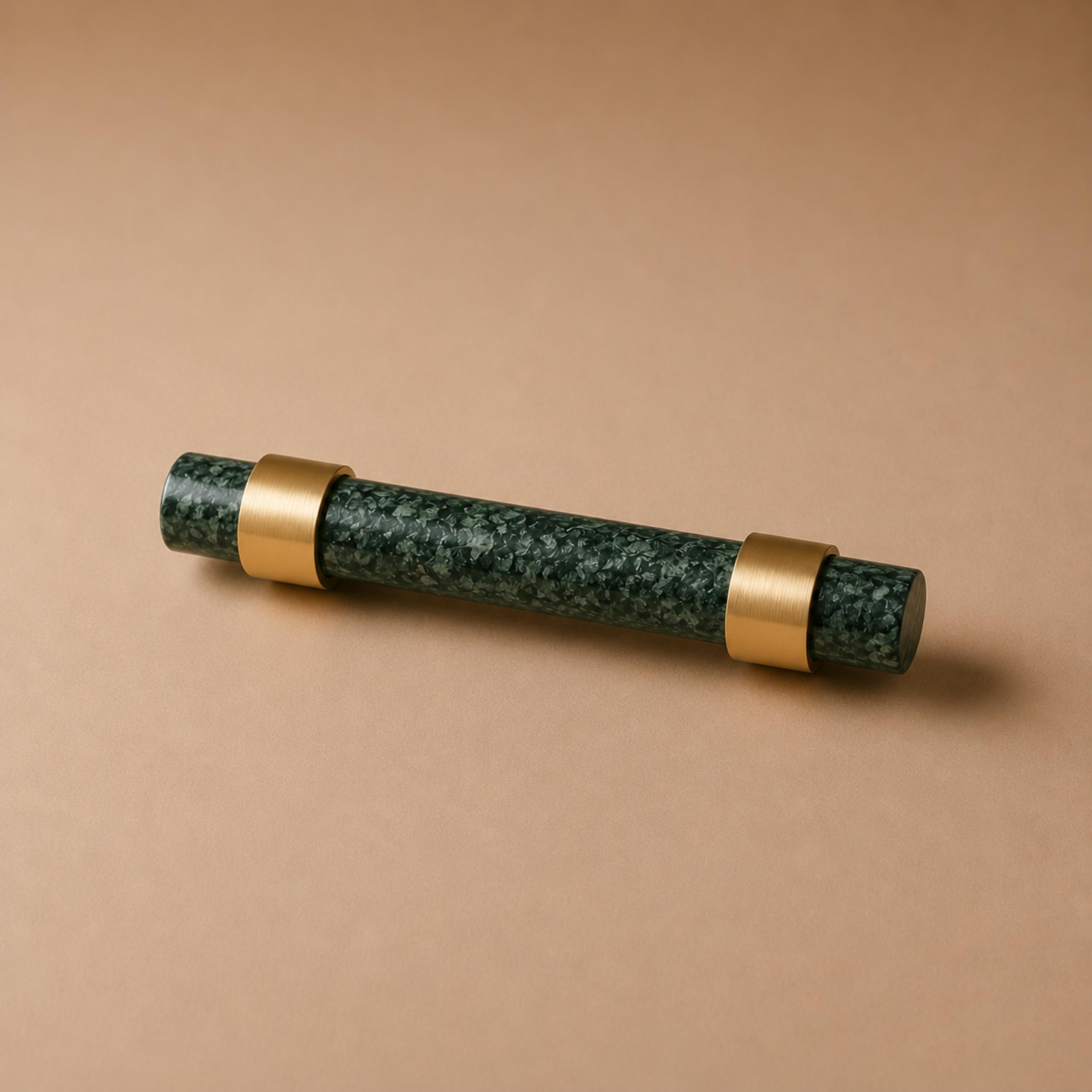 Natural Marble & Brass Cabinet Knob & Pull Set