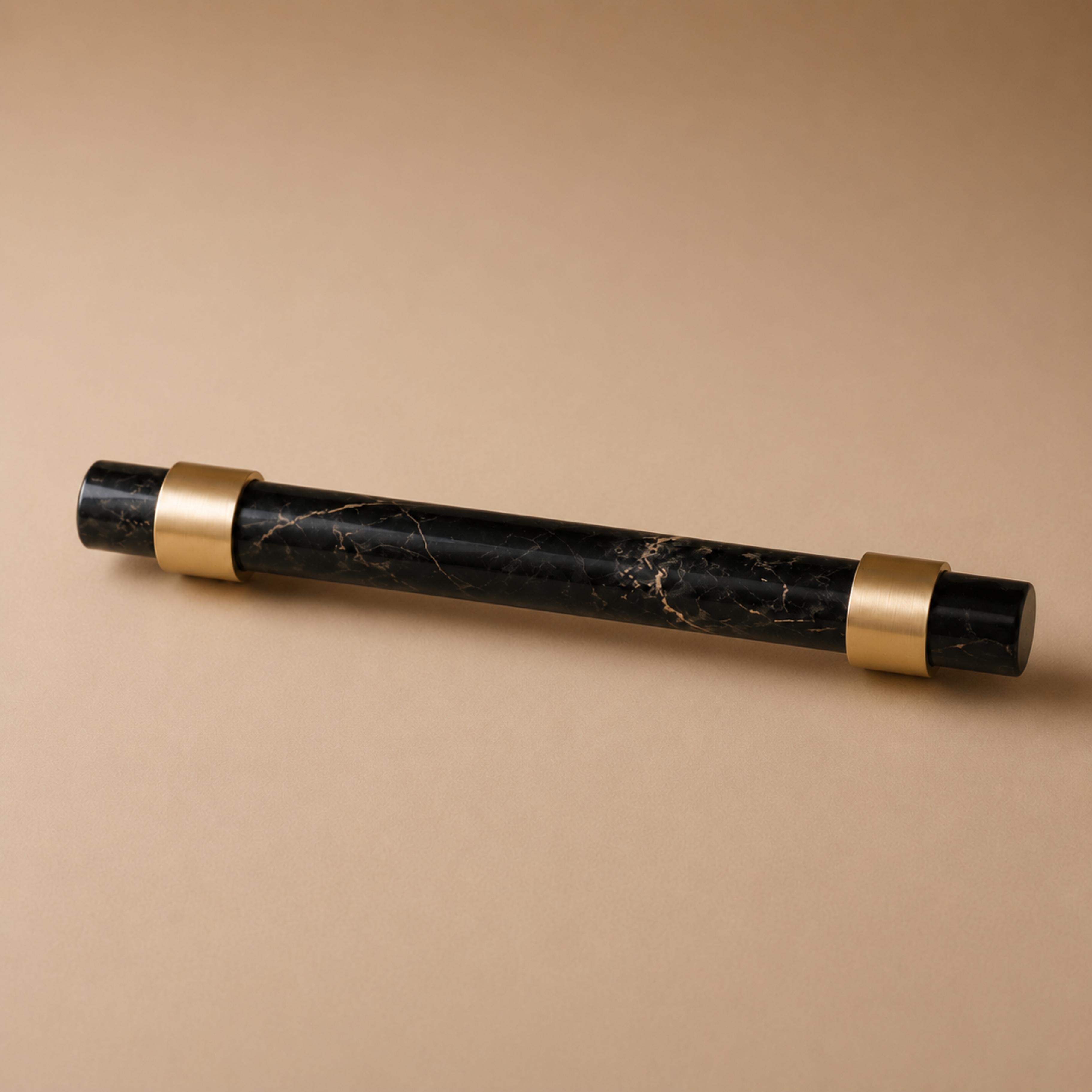 Natural Marble & Brass Cabinet Knob & Pull Set