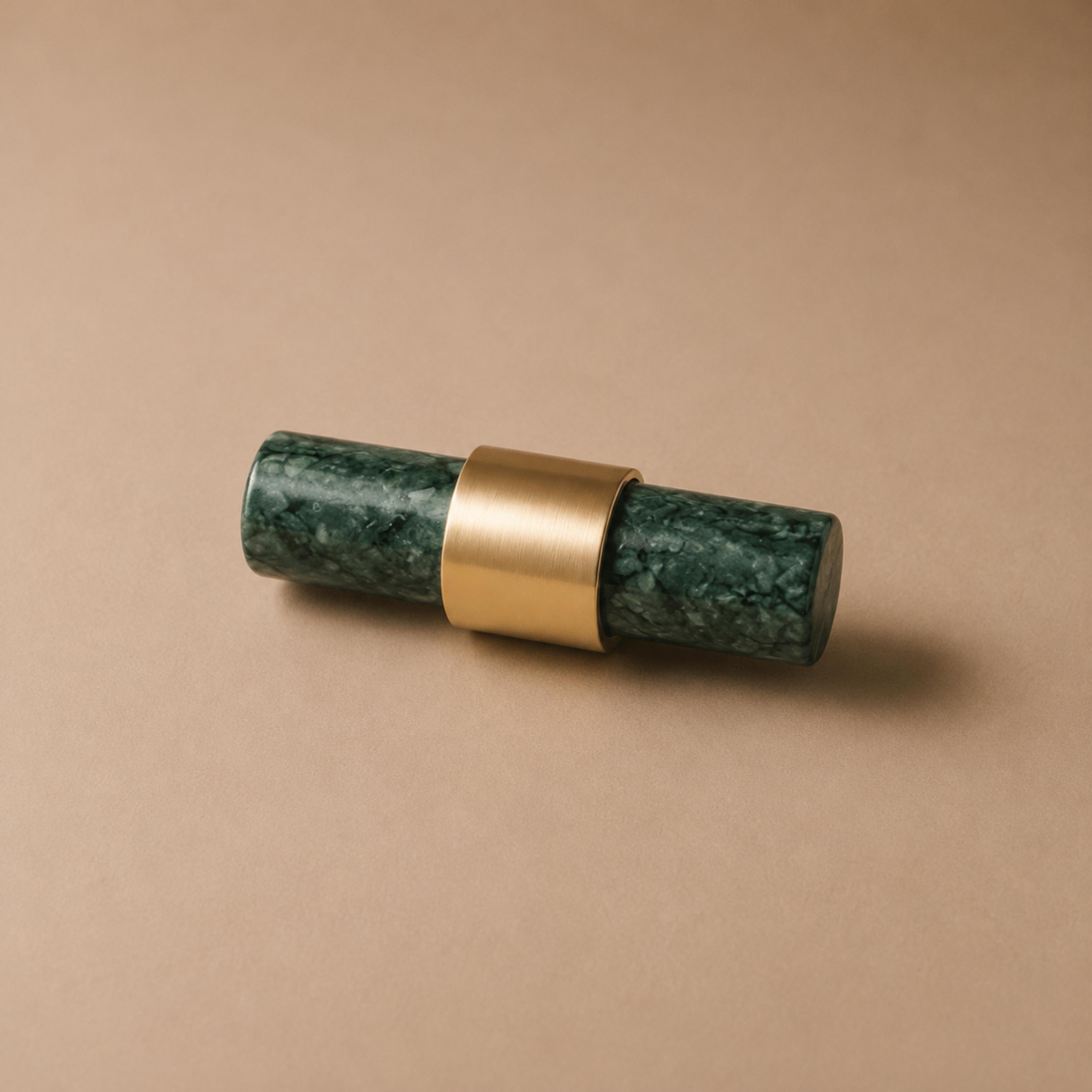 Natural Marble & Brass Cabinet Knob & Pull Set
