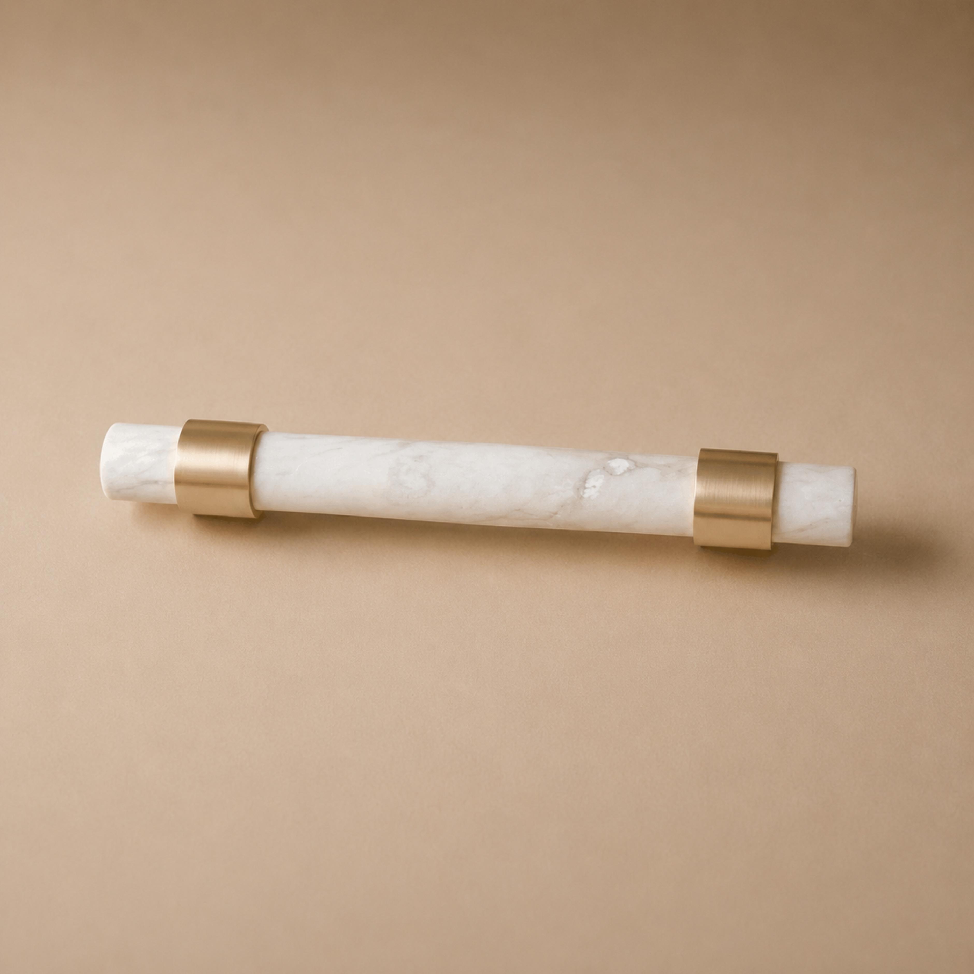 Natural Marble & Brass Cabinet Knob & Pull Set