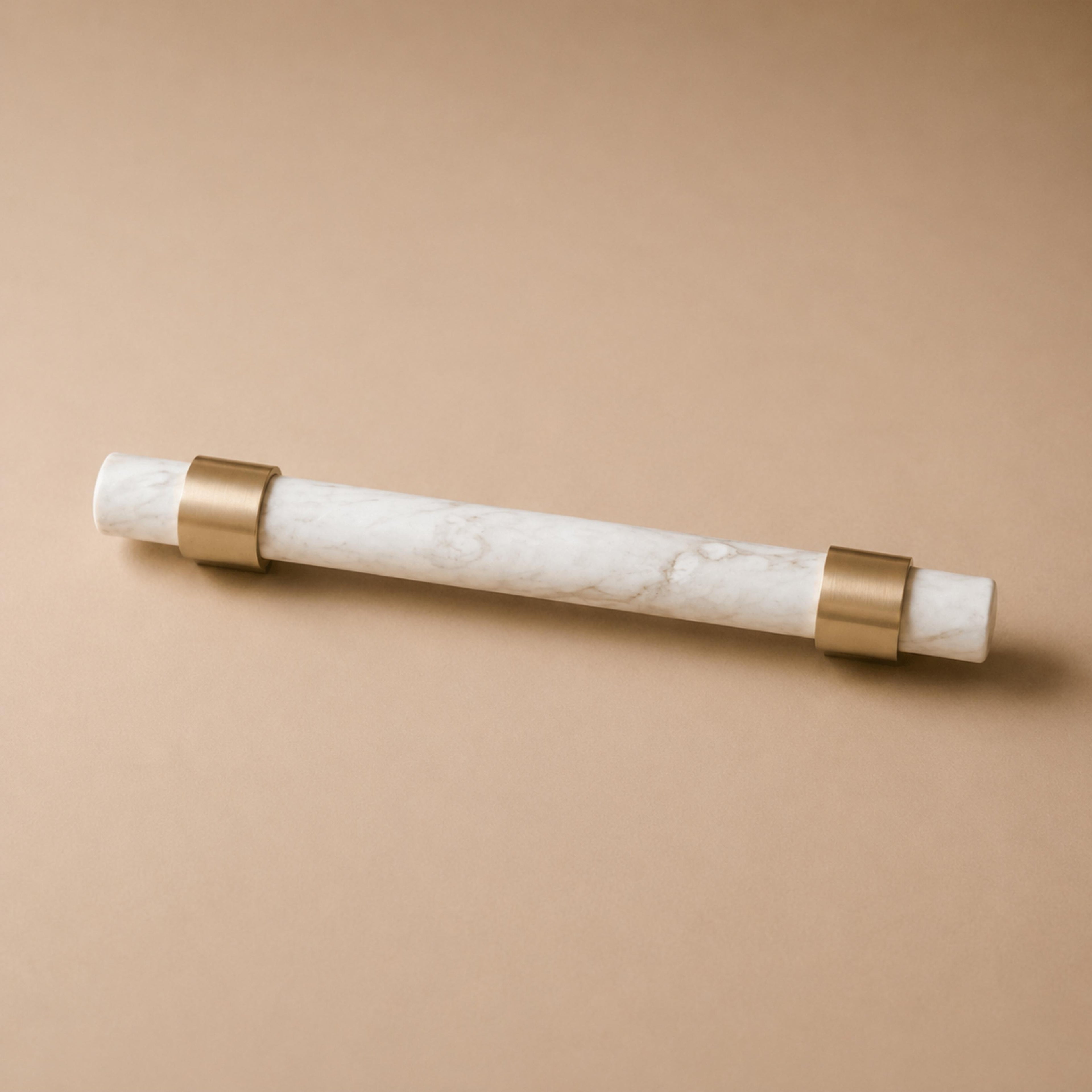 Natural Marble & Brass Cabinet Knob & Pull Set