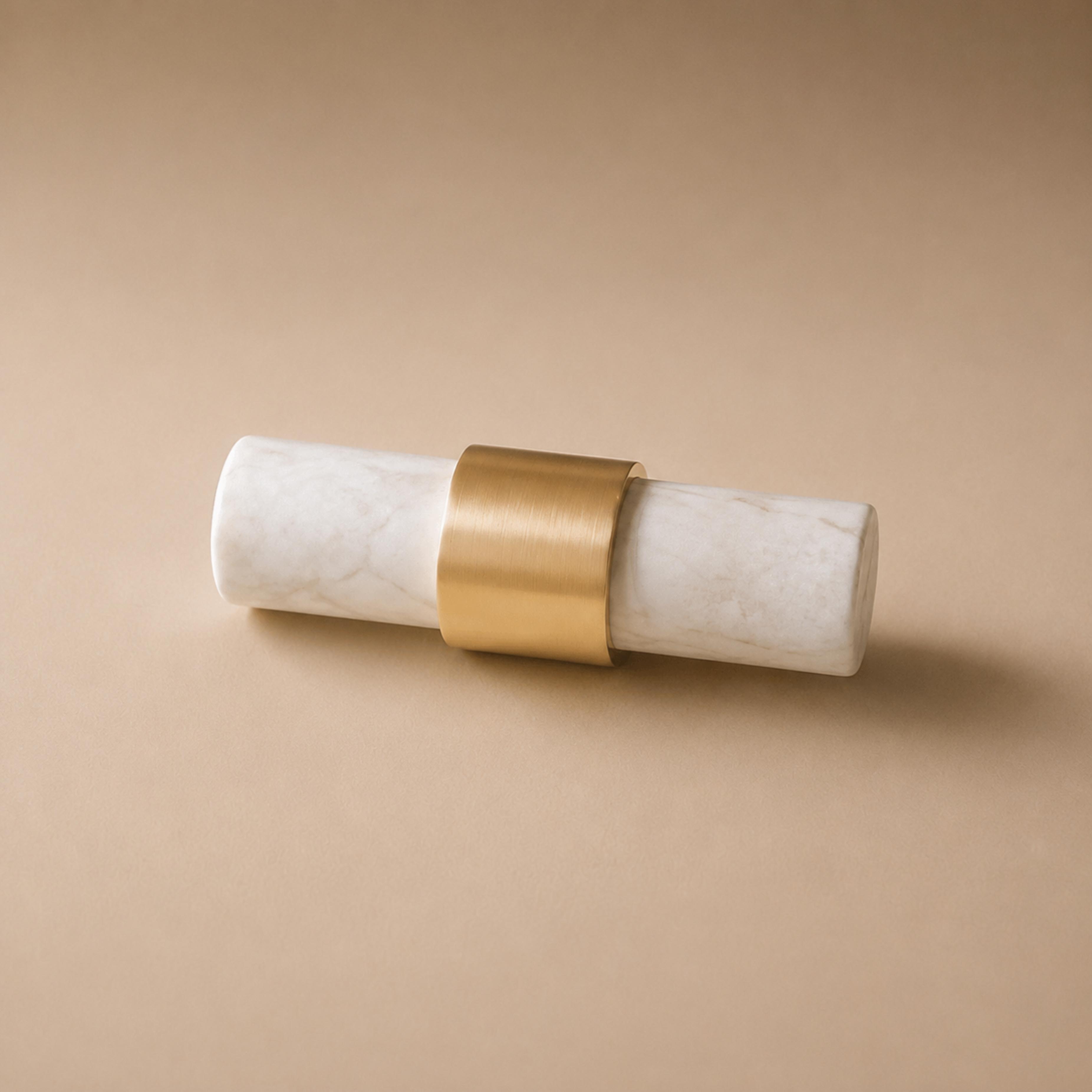 Natural Marble & Brass Cabinet Knob & Pull Set