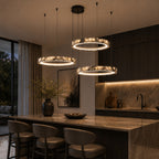 Natural Marble Dimmable LED Multi-Ring Chandelier