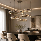Natural Marble Dimmable LED Multi-Ring Chandelier