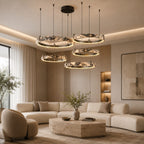Natural Marble Dimmable LED Multi-Ring Chandelier