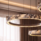 Natural Marble Dimmable LED Multi-Ring Chandelier