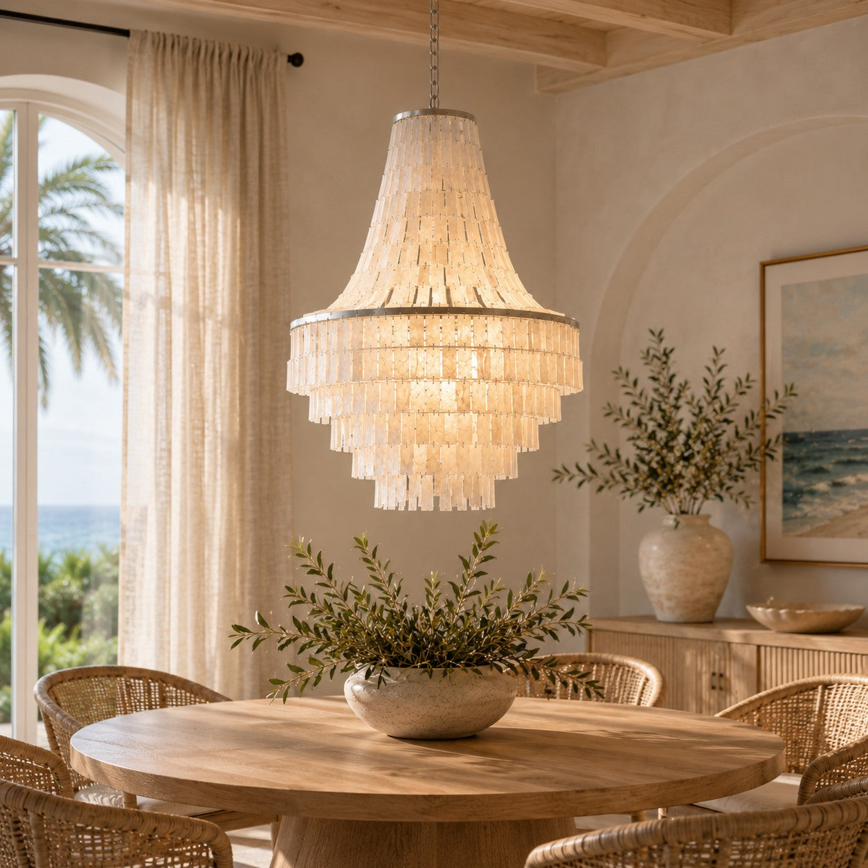Natural Shell Tiered Chandelier (8-Bulb)