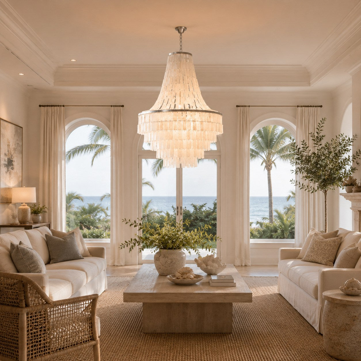 Natural Shell Tiered Chandelier (8-Bulb)