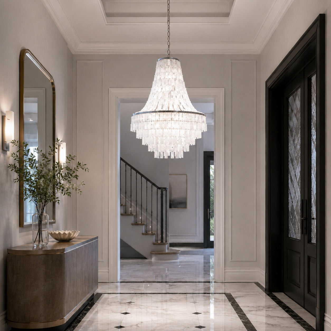 Natural Shell Tiered Chandelier (8-Bulb)