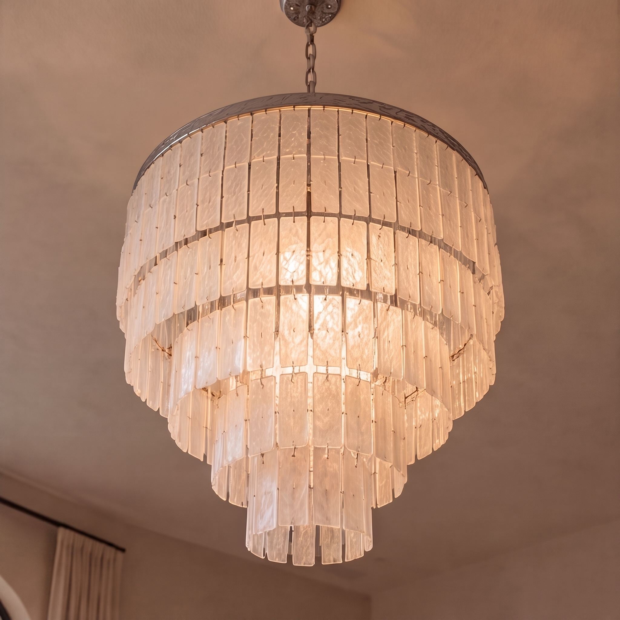 Natural Shell Tiered Pendant Chandelier (Adjustable)