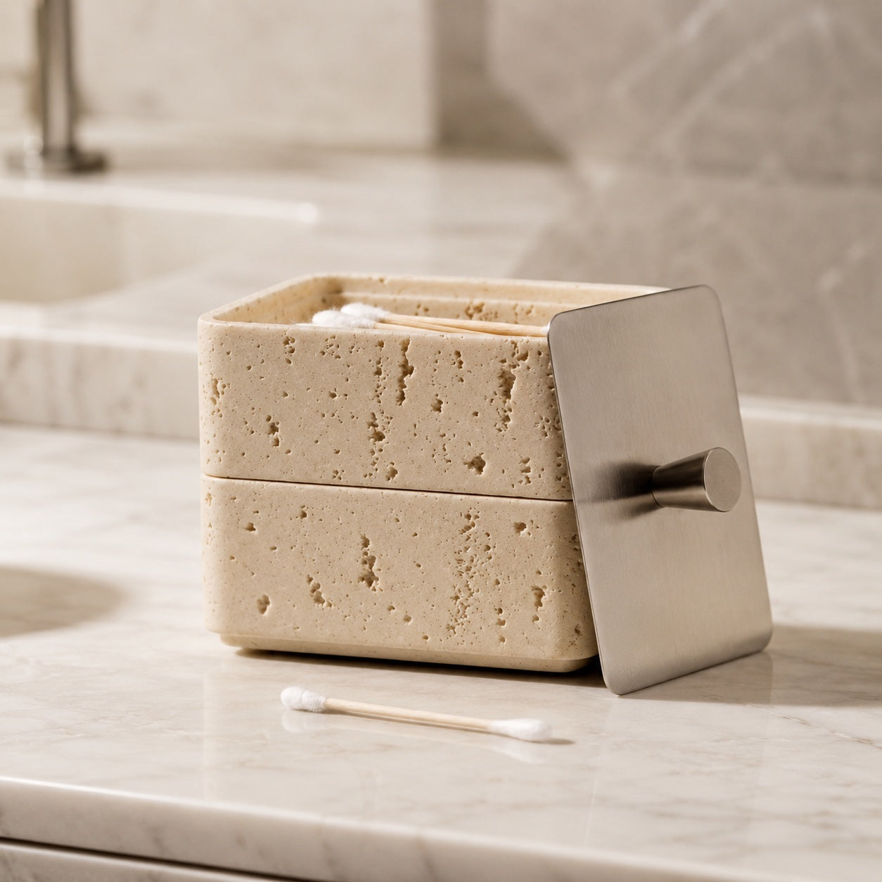 Natural Stone Retro-Inspired Jewelry Storage Case (Compact)