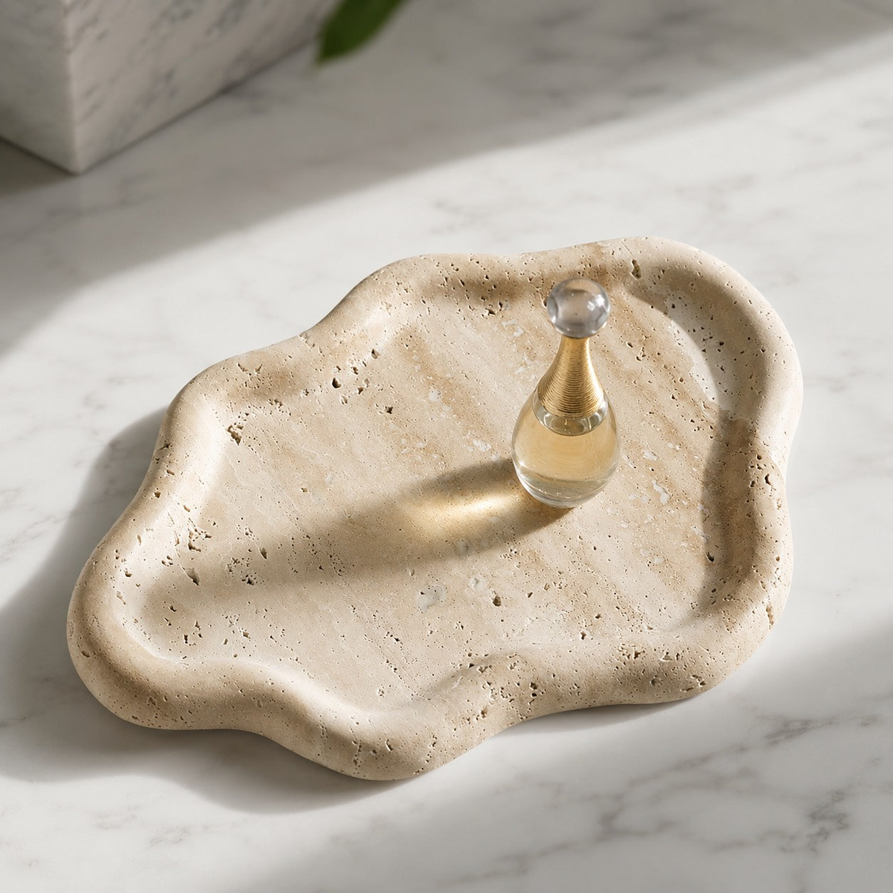 Natural Travertine Cloud-Shaped Jewelry Tray