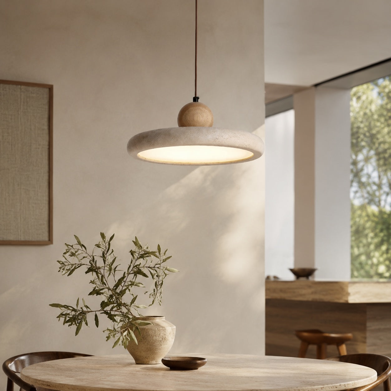 Natural Travertine LED Pendant Light