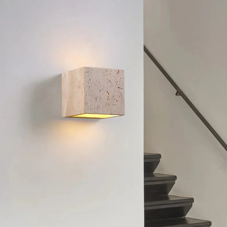 Natural Travertine Up-Down LED Wall Sconce (IP65 Waterproof)