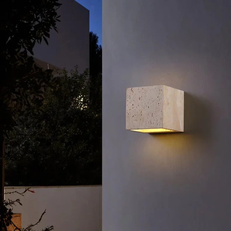Natural Travertine Up-Down LED Wall Sconce (IP65 Waterproof)