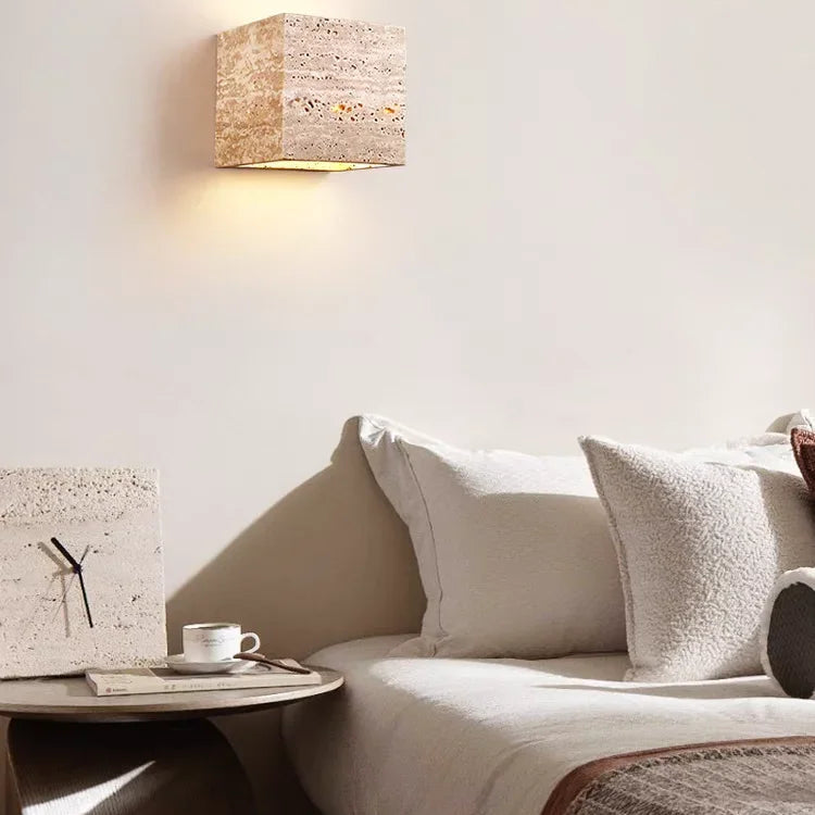 Natural Travertine Up-Down LED Wall Sconce (IP65 Waterproof)