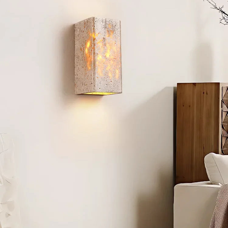 Natural Travertine Up-Down LED Wall Sconce (IP65 Waterproof)