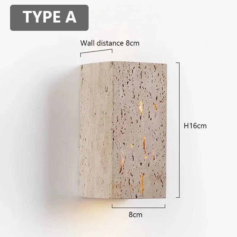 Natural Travertine Up-Down LED Wall Sconce (IP65 Waterproof)