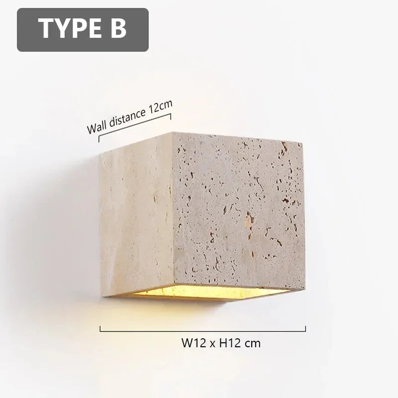 Natural Travertine Up-Down LED Wall Sconce (IP65 Waterproof)