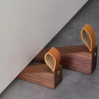Natural Wood Door Stopper (Polished Metal Top & Anti-Slip Base)