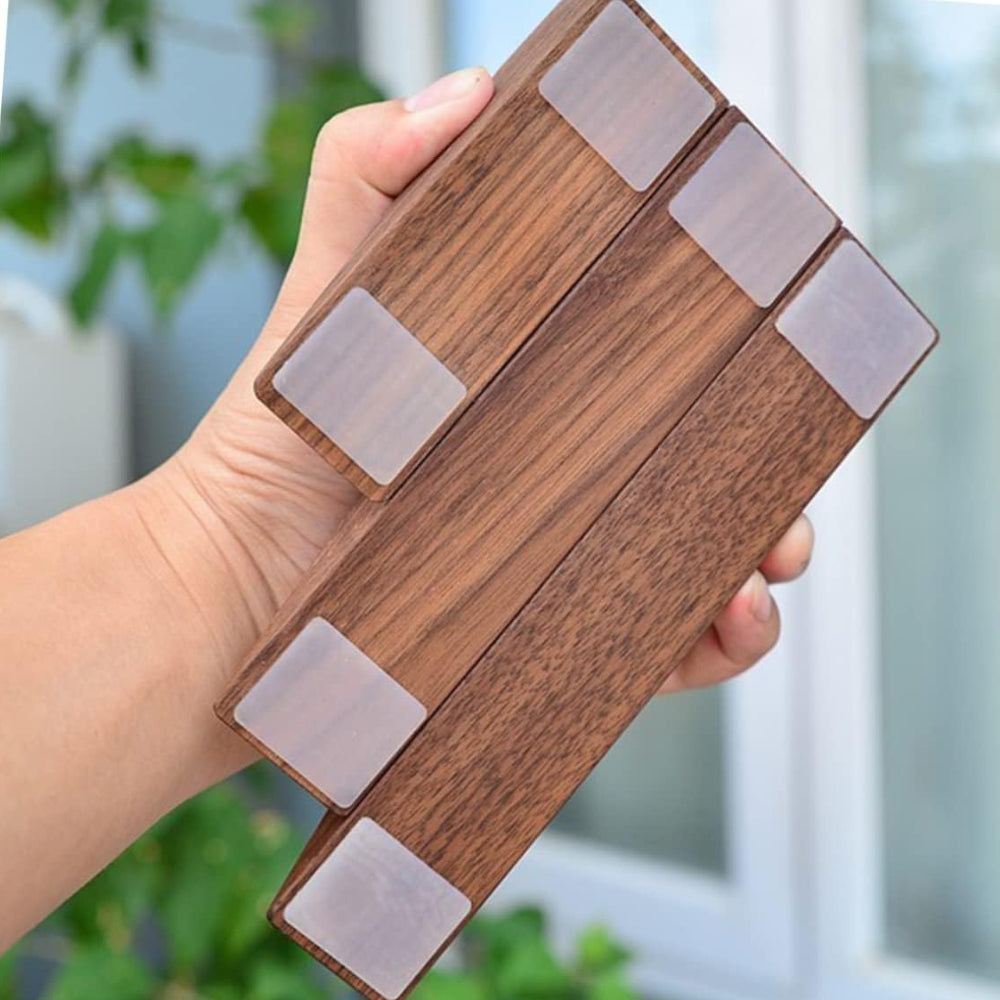 Natural Wood Door Stopper (Polished Metal Top & Anti-Slip Base)