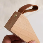 Natural Wood Door Stopper (Polished Metal Top & Anti-Slip Base)