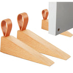 Natural Wood Door Stopper (Polished Metal Top & Anti-Slip Base)