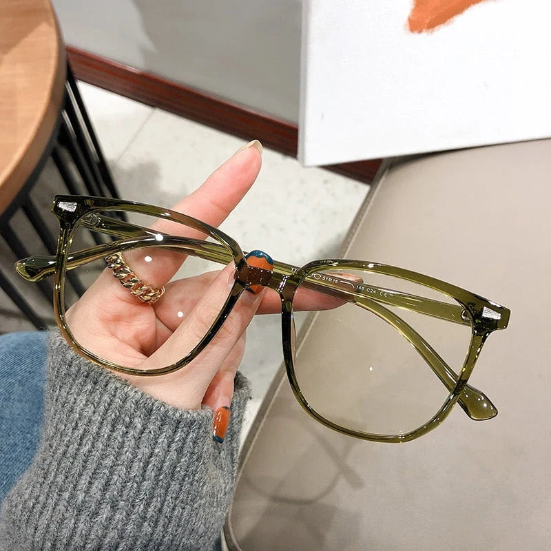 Nearsighted Glasses Oversized Square Anti-Blue Light