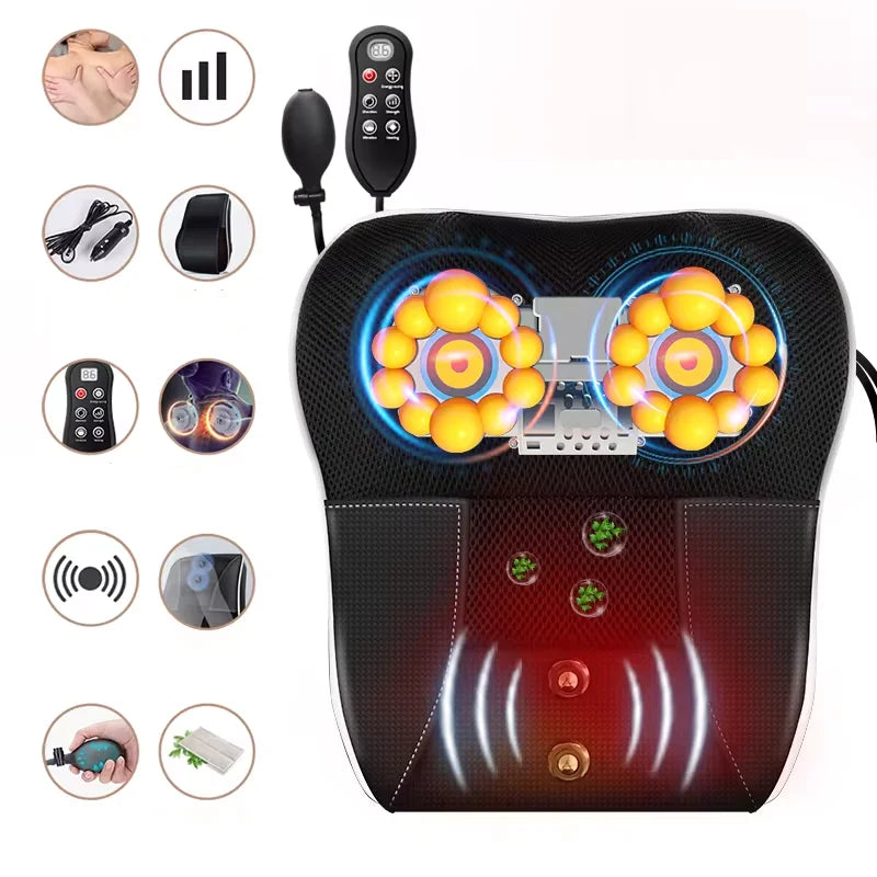 Neck & Back Massage Pillow Infrared Heat Shiatsu Airbag