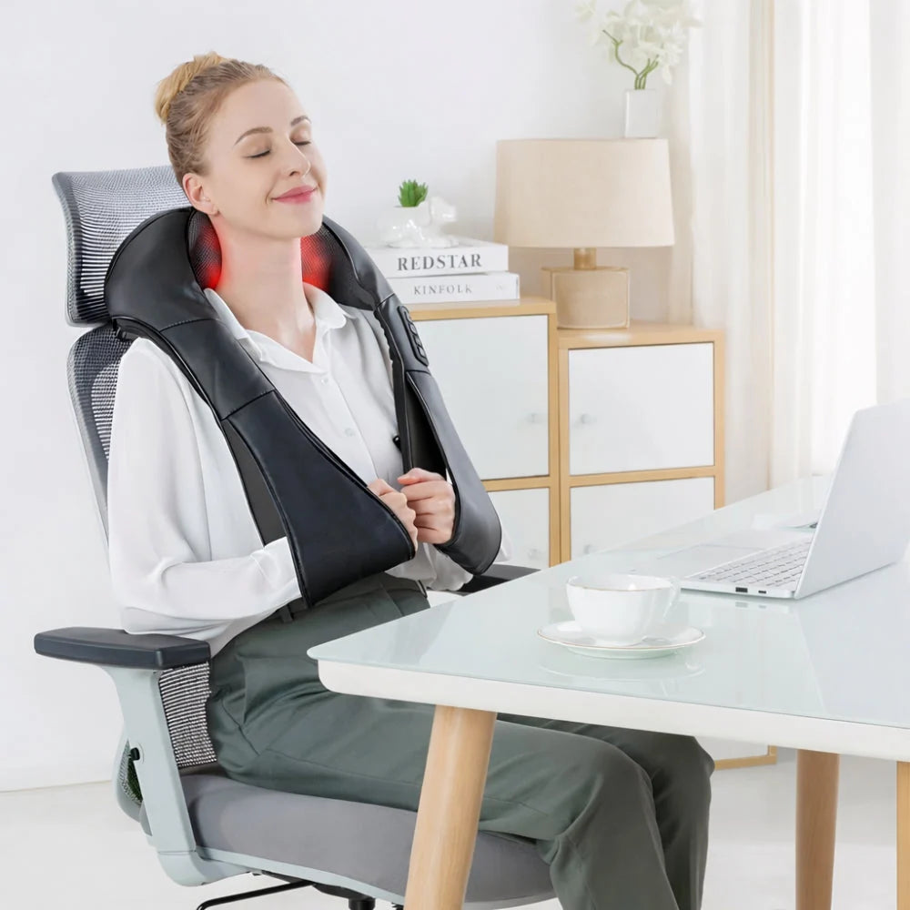 Neck & Back Massager Shiatsu Heat Wraparound Straps