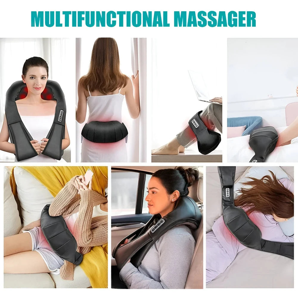 Neck & Back Massager Shiatsu Heat Wraparound Straps