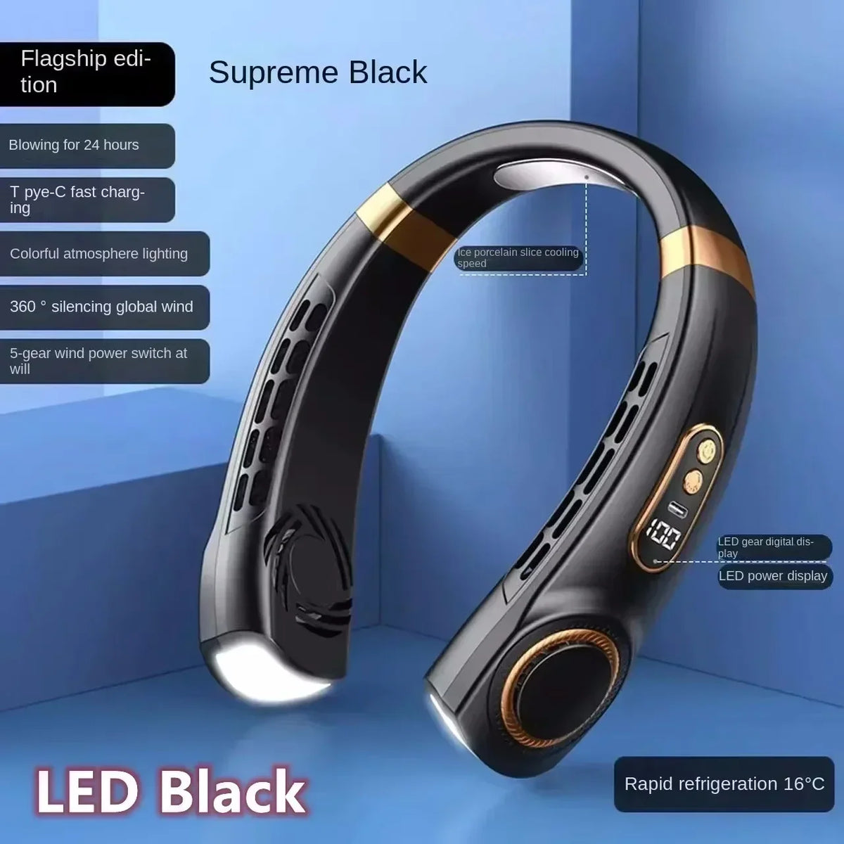 Neck Fan 8000mAh USB Rechargeable Silent
