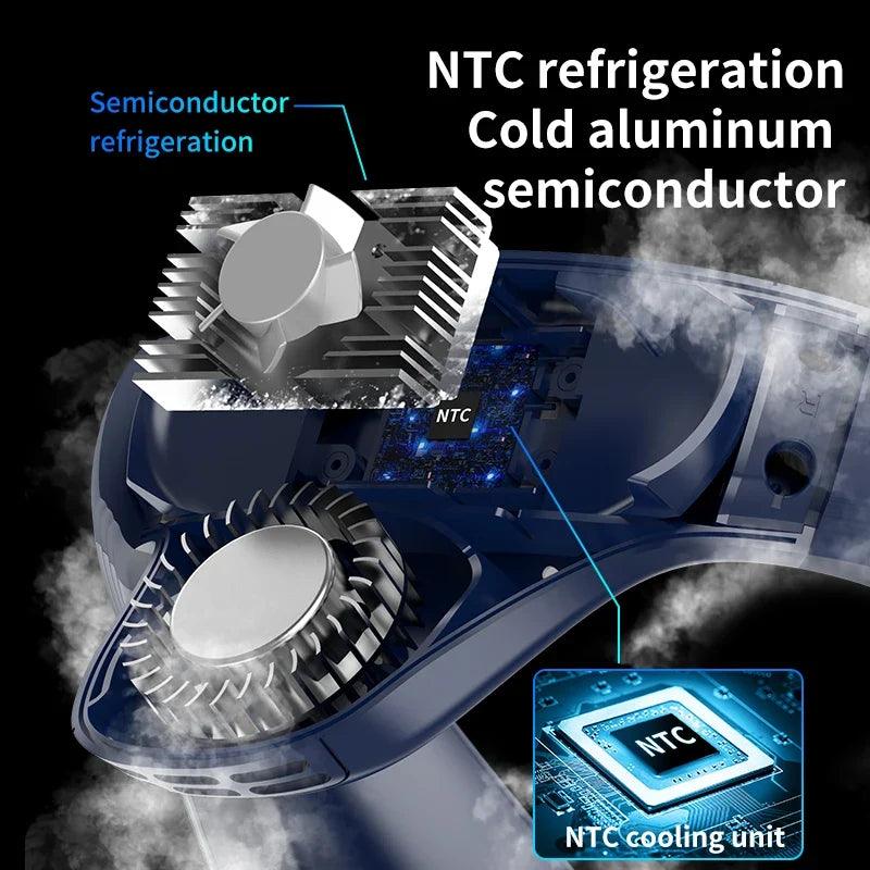 Neck Fan Semiconductor Cooling 5200mAh USB Rechargeable