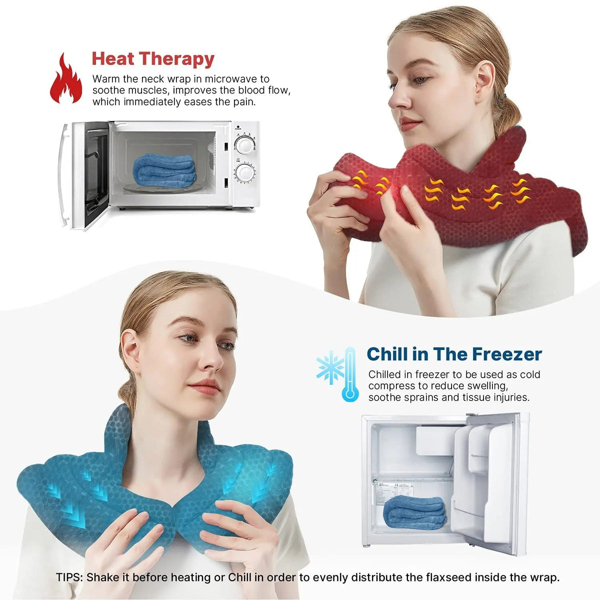 Neck Heating Pad Microwavable & Freezable Weighted Flaxseed