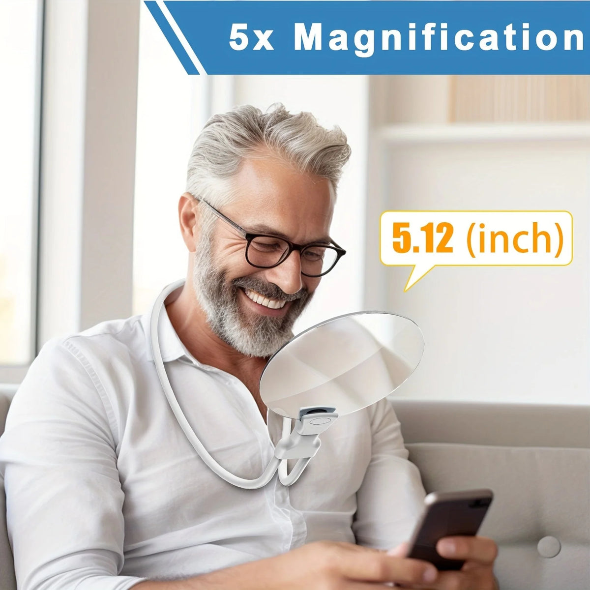 Neck Magnifier 5x Magnification Adjustable Neck Cord