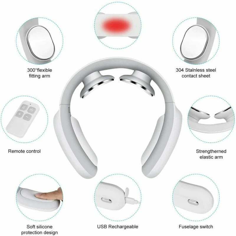 Neck Massager Pulse & Heat Cordless Rechargeable