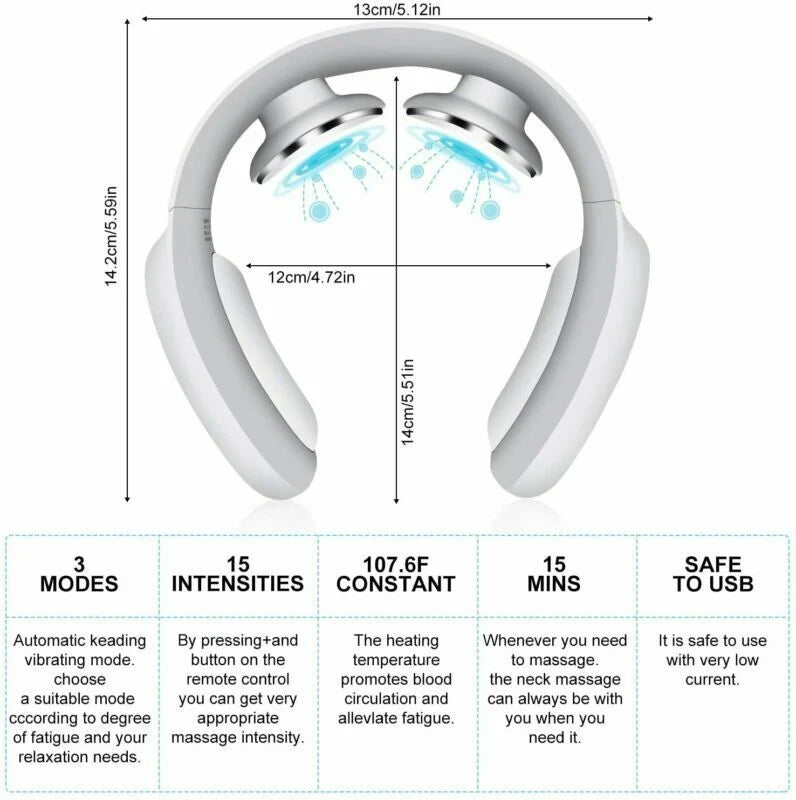 Neck Massager Pulse & Heat Cordless Rechargeable