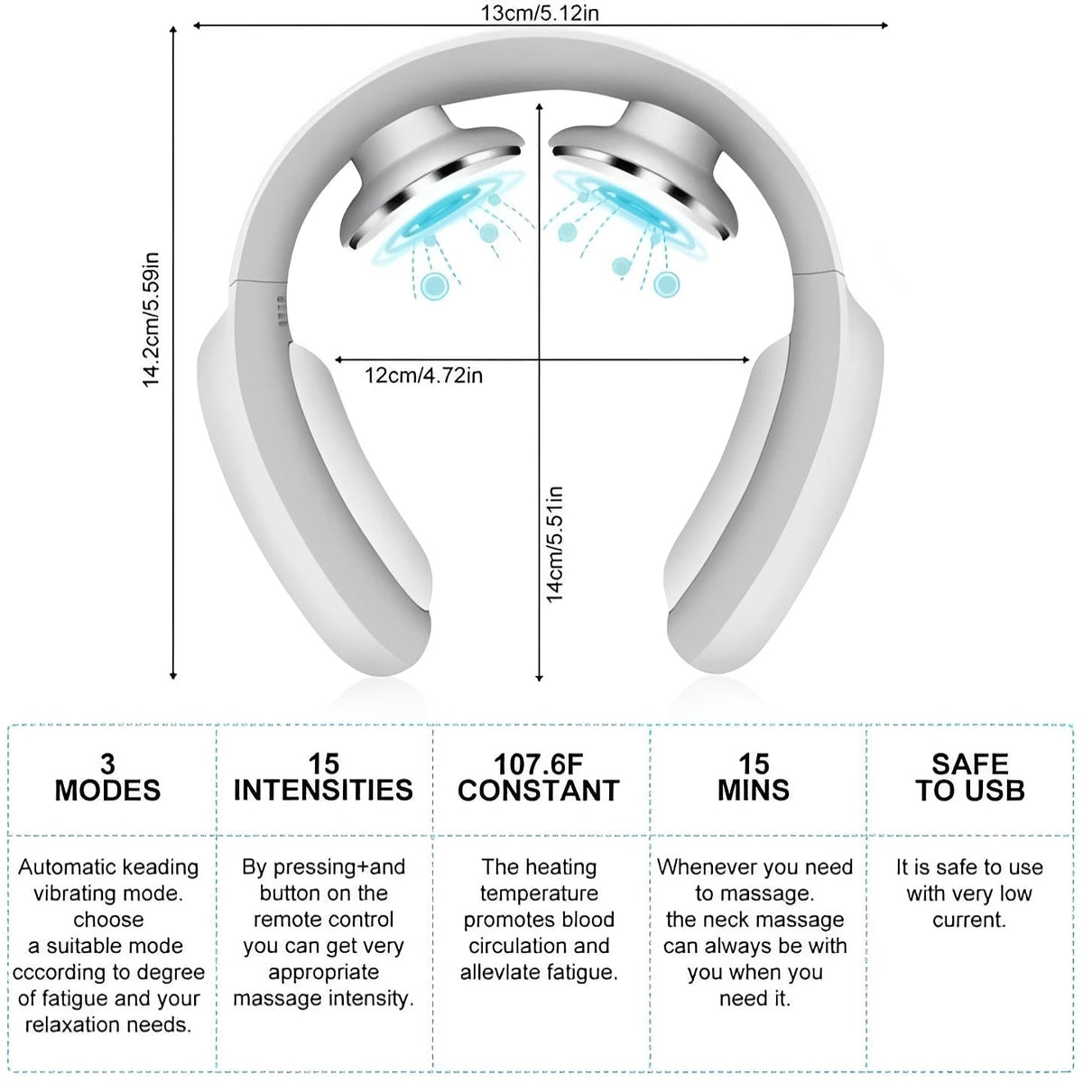 Neck Massager Rechargeable Heat & Vibration Lightweight