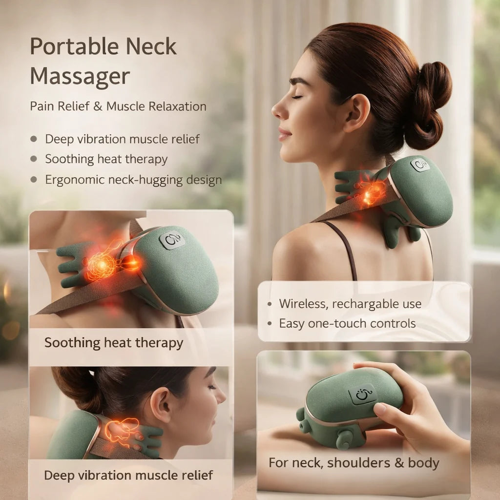 Neck Massager Wireless Rechargeable Heat & Vibration