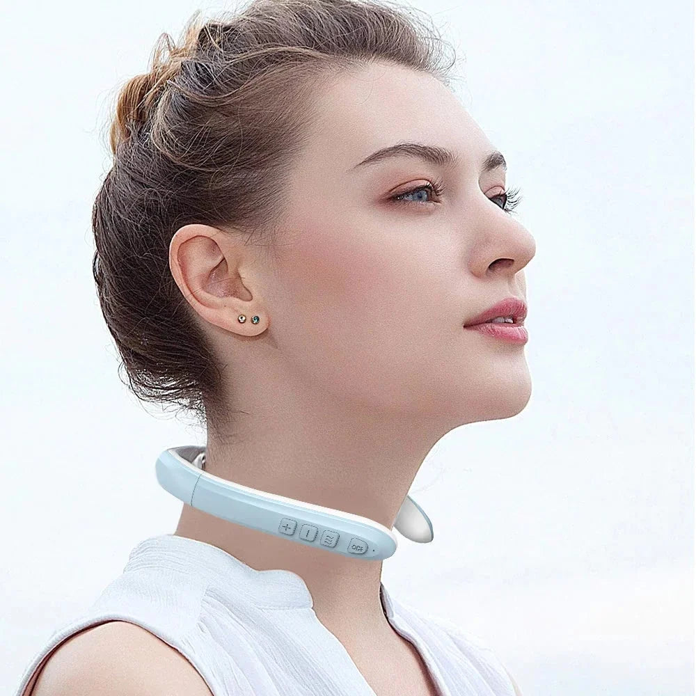 Neck Massager Wireless Rechargeable Heat & Vibration Contoured Collar
