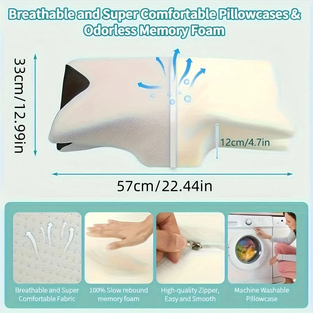 Neck Pillow Contoured Memory Foam Breathable Cover
