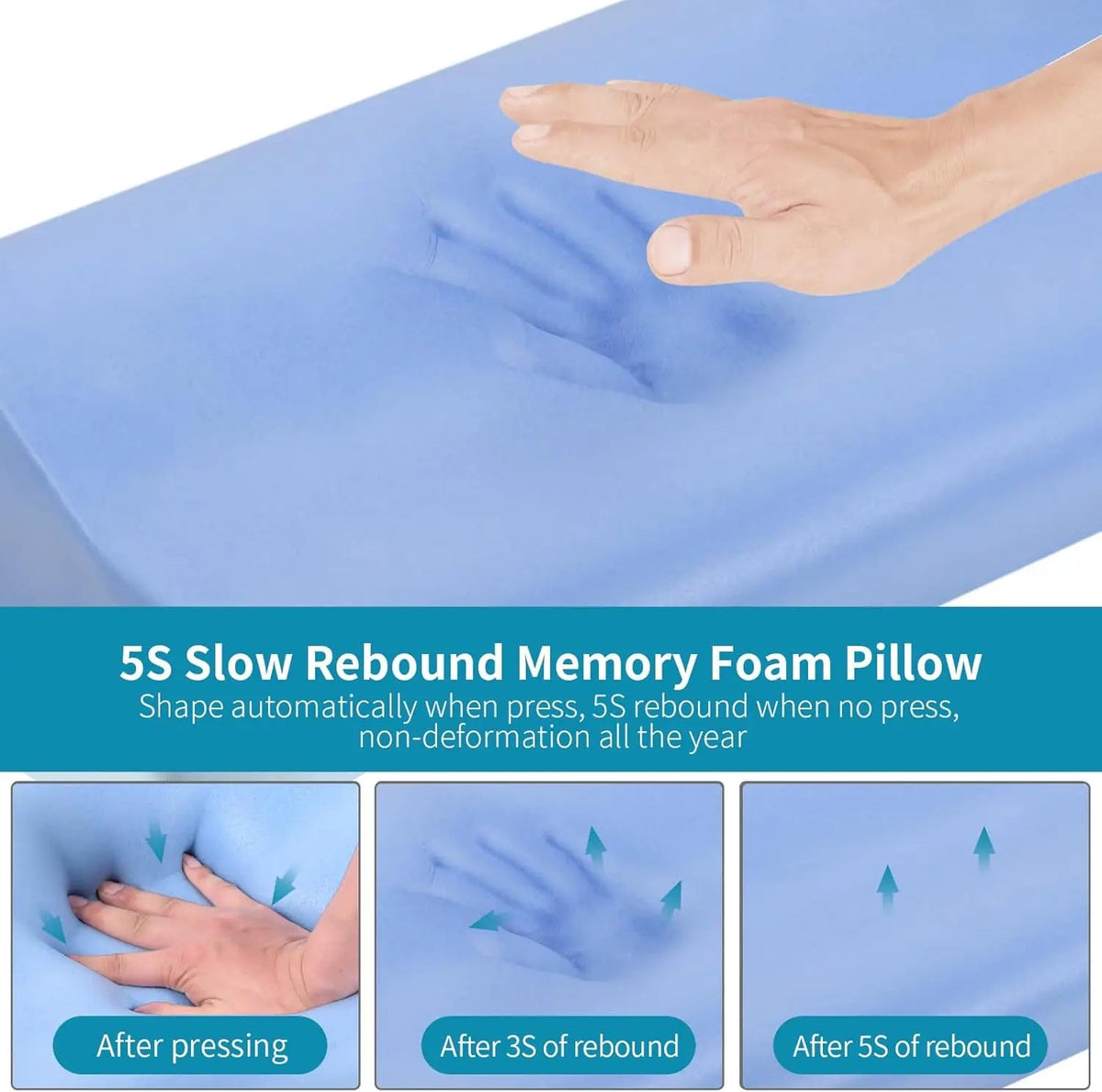 Neck Pillow Wave-Shaped Memory Foam & Breathable Cover