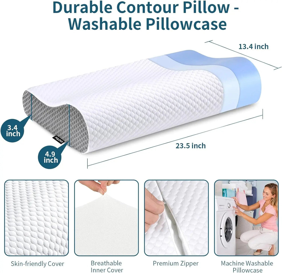 Neck Pillow Wave-Shaped Memory Foam & Breathable Cover